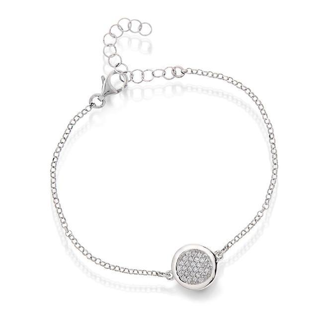Armbånd i sølv med zirkonia - Rhodinert L:17+3 cm H:9,9 mm B:9,9 mm