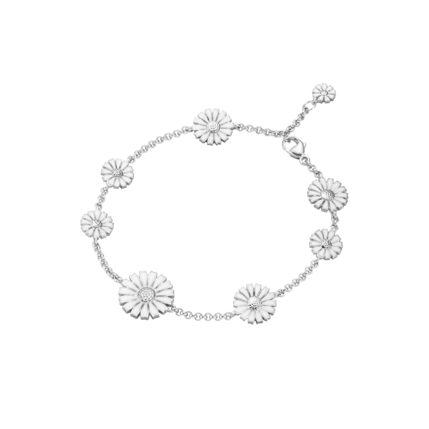 DAISY BRACELET 2024 550 SILVER RH WHITE ENAMEL 18.5 CM