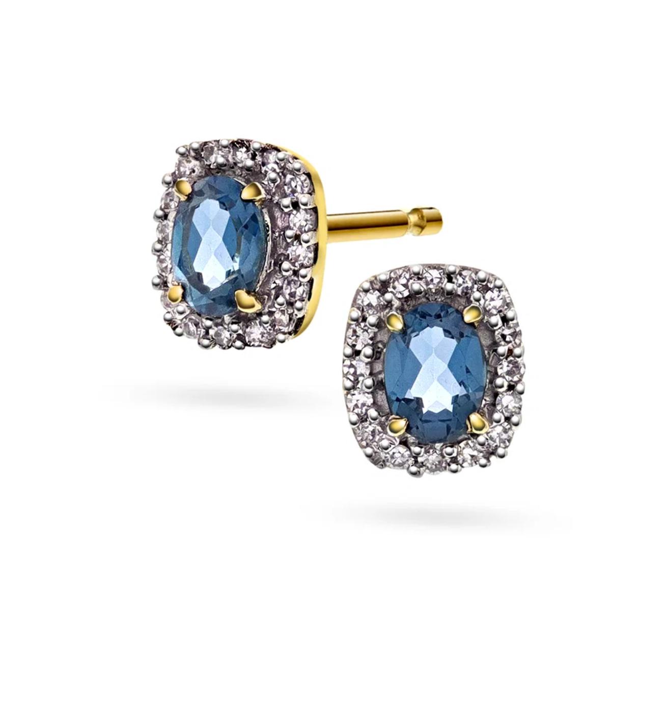 Øredobber med diamanter 0,08 ct WP og topas