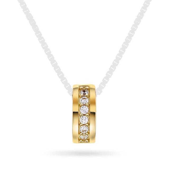 Anheng i gull med zirkonia - Gult gull H:10 mm B:4 mm