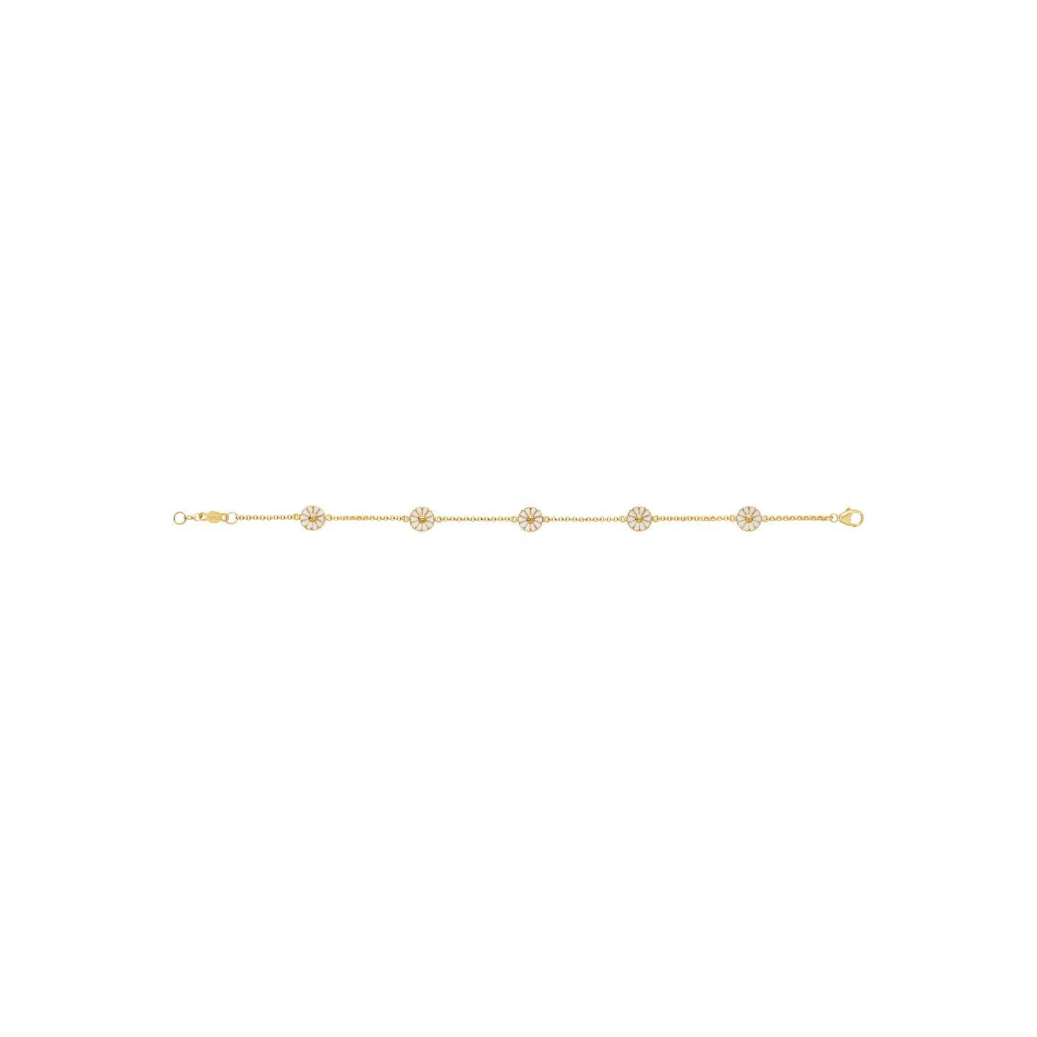 DAISY BRACELET 2025 SILVER GP WHITE ENAMEL 5X7 MM 18.5 CM