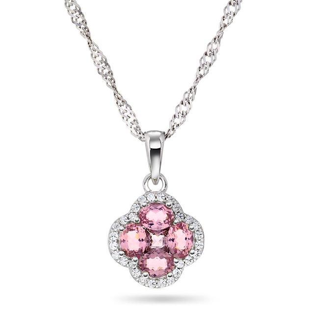 Ivy smykke i sølv med rosa zirkonia - Rhodinert, L:45 cm H:19 mm B:11 mm