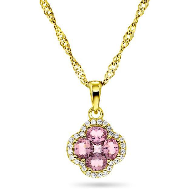 Ivy smykke i sølv med rosa zirkonia - Forgylt, L:45 cm H:19 mm B:11 mm