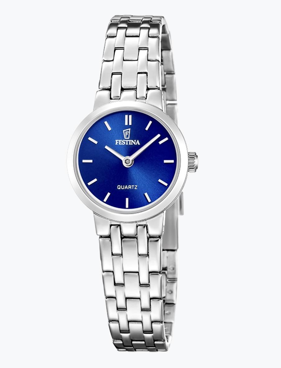 Festina, Mademoiselle, mineralglass, Ø 23 mm, 5 atm, blå skive, stål