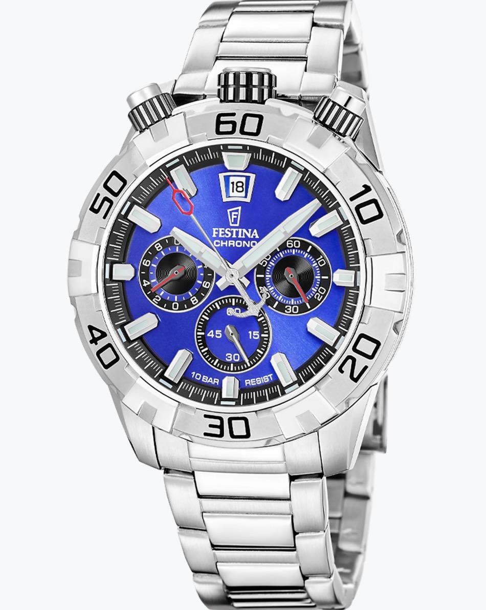 Festina hr. chrono, Ø 45 mm, lenke og blå skive