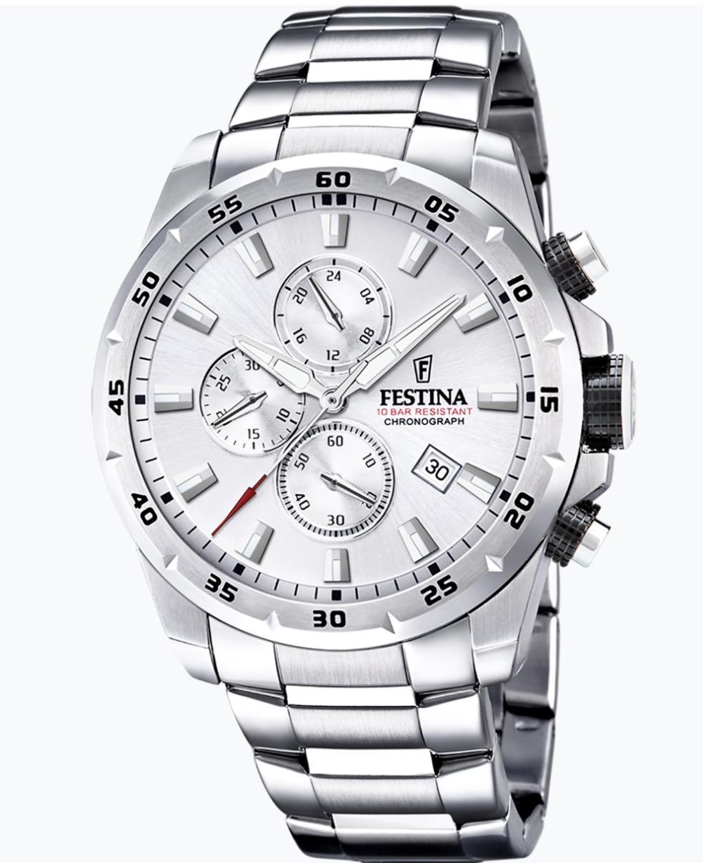 Festina  100m, chrono,lenke, hvit skive