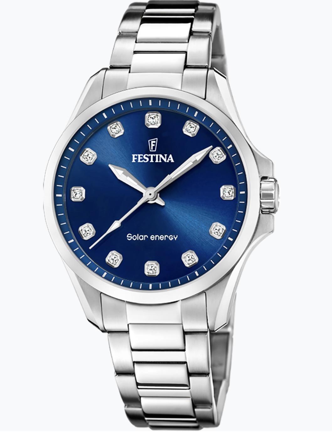 Festina dame, solar,lenke,blå skive *
