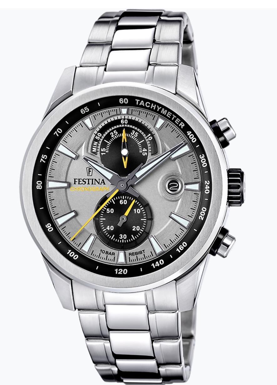 Festina  100m, chrono,lenke, grå skive *